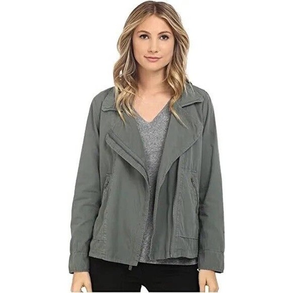Splendid Women's Palomar Poplin Jacket Army Green Utility Moto Jacket Size XS - Picture 5 of 5
